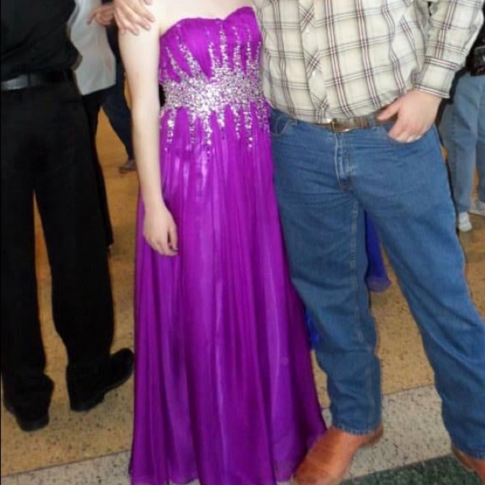 Purple Sequin Burst Prom Dress